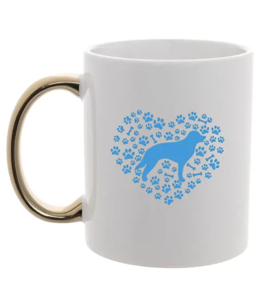 Чашка с цветной ручкой Love retriever Золото фото