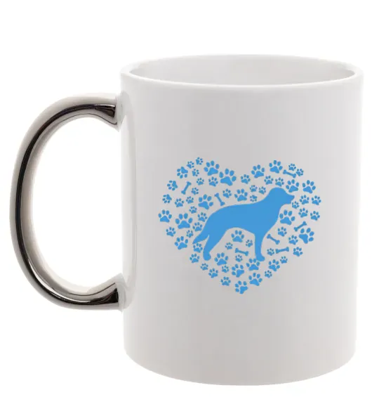 Чашка с цветной ручкой Love retriever Серебро фото