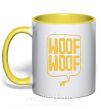 Чашка з кольоровою ручкою Woof woof Сонячно жовтий фото