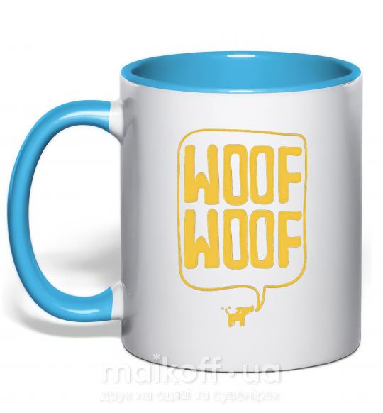 Чашка с цветной ручкой Woof woof Голубой фото