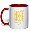 Чашка с цветной ручкой Woof woof Красный фото