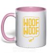 Чашка з кольоровою ручкою Woof woof Ніжно рожевий фото