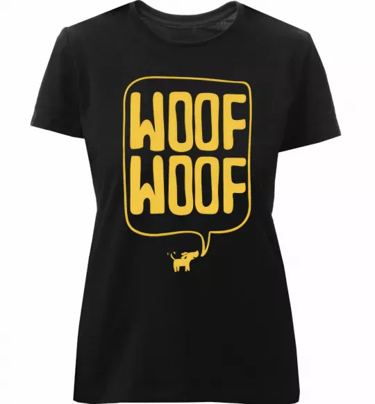 Женская премиум футболка Woof woof Черный фото