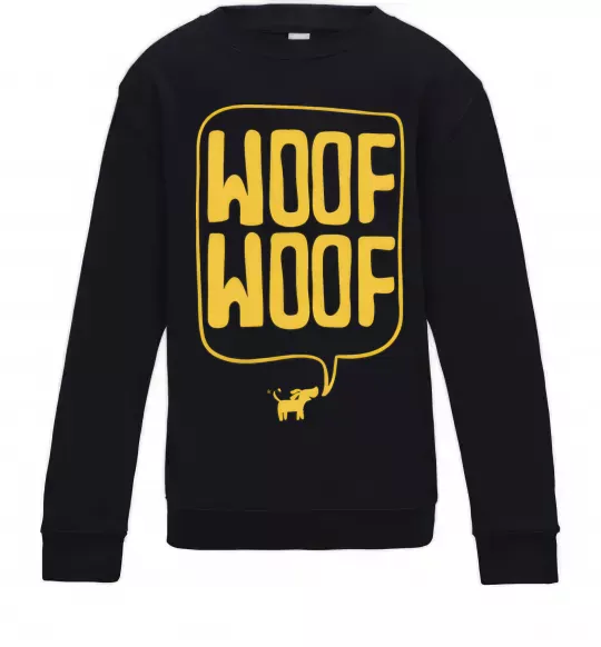 Детский Свитшот Woof woof Черный фото