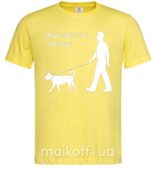 Чоловіча футболка All you need is love and dog Лимонний фото