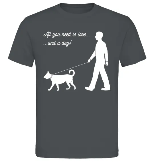 Мужская футболка All you need is love and dog Графит фото