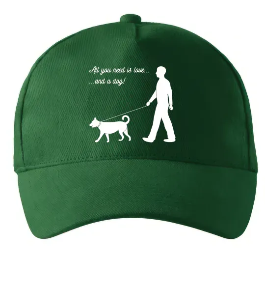 Кепка All you need is love and dog Темно-зеленый фото