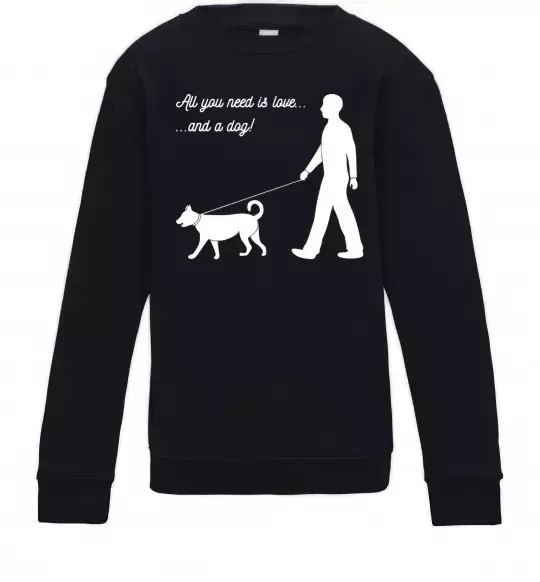 Детский Свитшот All you need is love and dog Черный фото