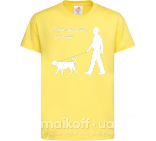 Детская футболка All you need is love and dog Лимонный фото