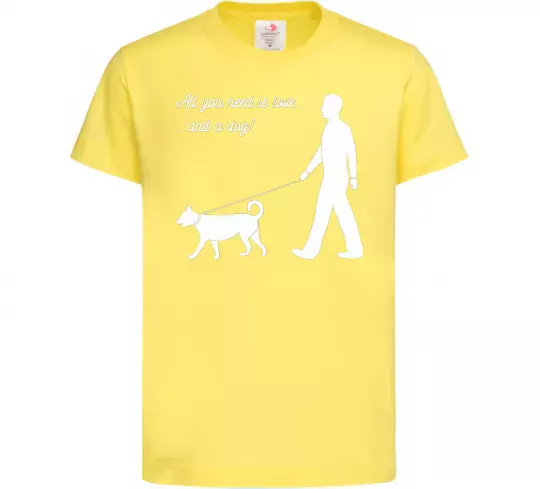 Дитяча футболка All you need is love and dog Лимонний фото