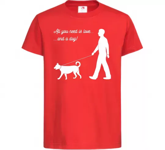 Дитяча футболка All you need is love and dog Червоний фото