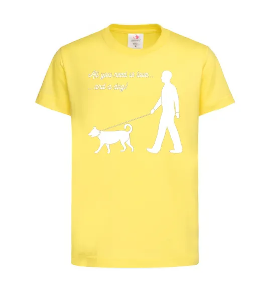 Детская футболка All you need is love and dog Лимонный фото