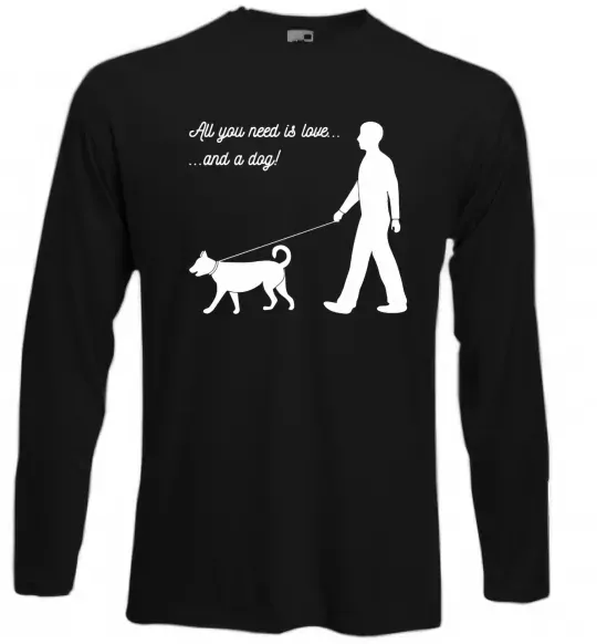 Лонгслів All you need is love and dog Чорний фото