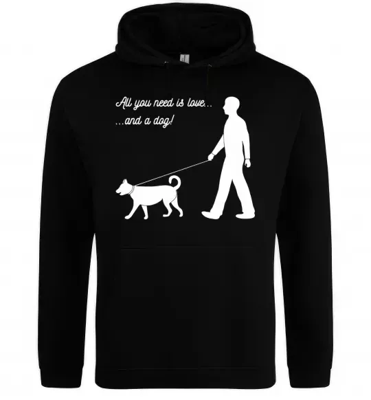 Чоловіча толстовка (худі) All you need is love and dog Чорний фото