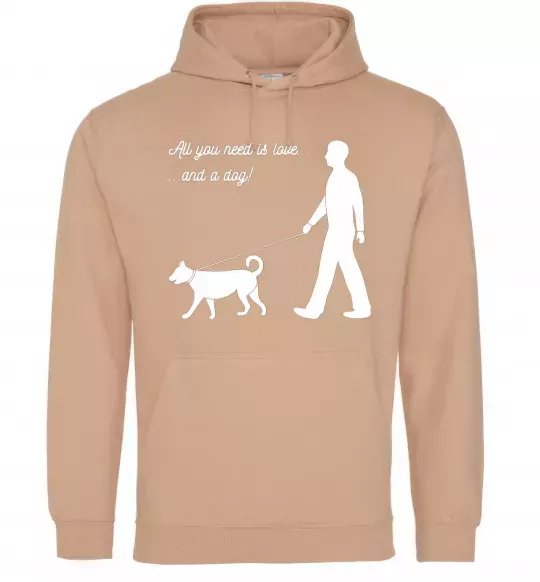 Женская толстовка (худи) All you need is love and dog Песочный фото