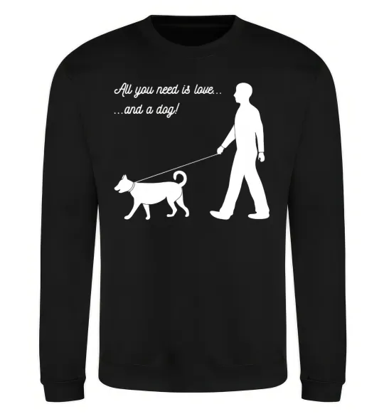 Світшот All you need is love and dog Чорний фото