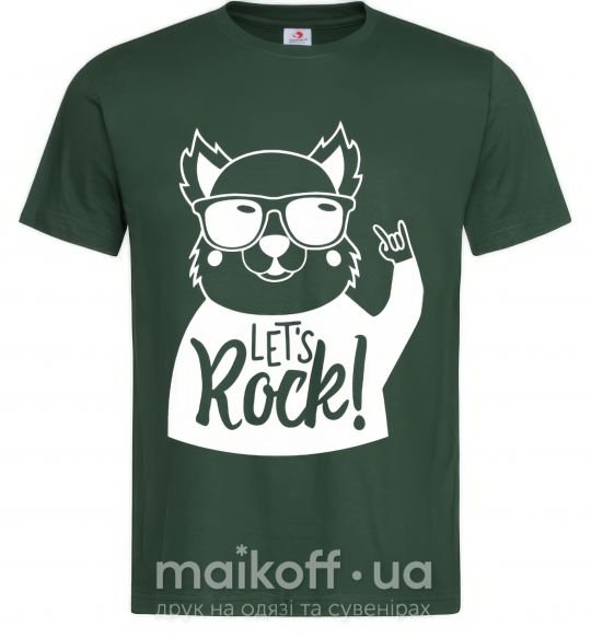 Мужская футболка Dog let's rock Темно-зеленый фото