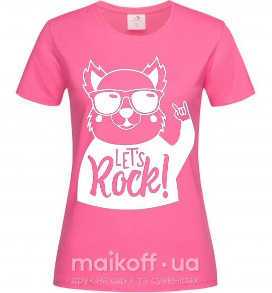 Жіноча футболка Dog let's rock Яскраво-рожевий фото