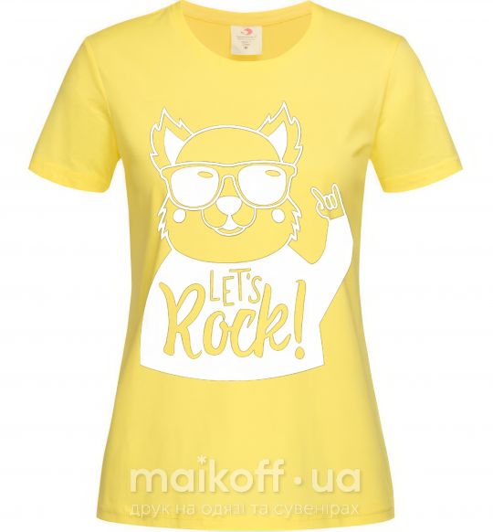 Женская футболка Dog let's rock Лимонный фото