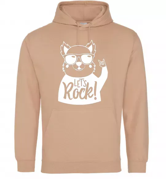 Женская толстовка (худи) Dog let's rock Песочный фото