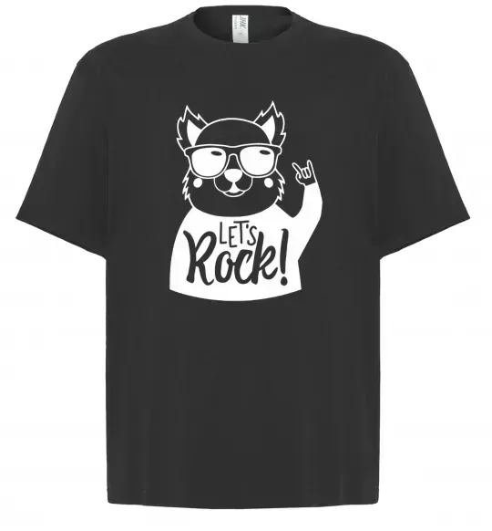 Футболка Оверсайз Dog let's rock Чорний фото
