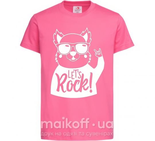 Дитяча футболка Dog let's rock Яскраво-рожевий фото