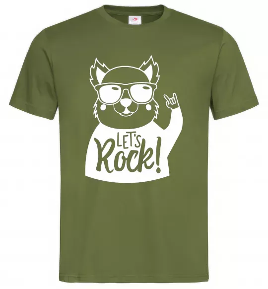 Чоловіча футболка Dog let's rock Оливковий фото