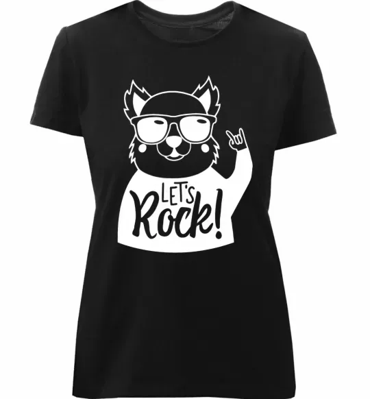 Женская премиум футболка Dog let's rock Черный фото