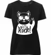 Женская премиум футболка Dog let's rock Черный фото