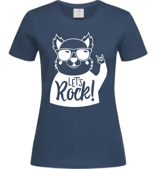 Женская футболка Dog let's rock Темно-синий фото