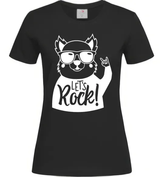 Женская футболка Dog let's rock Черный фото