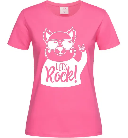 Женская футболка Dog let's rock Ярко-розовый фото