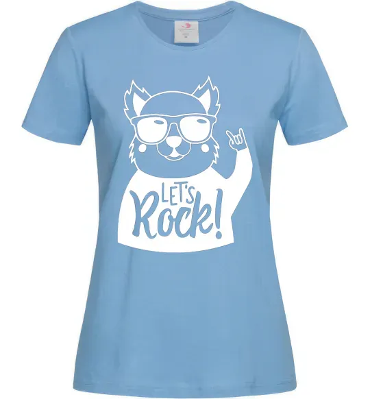 Женская футболка Dog let's rock Голубой фото