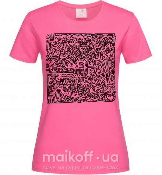 Женская футболка Звери лабиринт Ярко-розовый фото