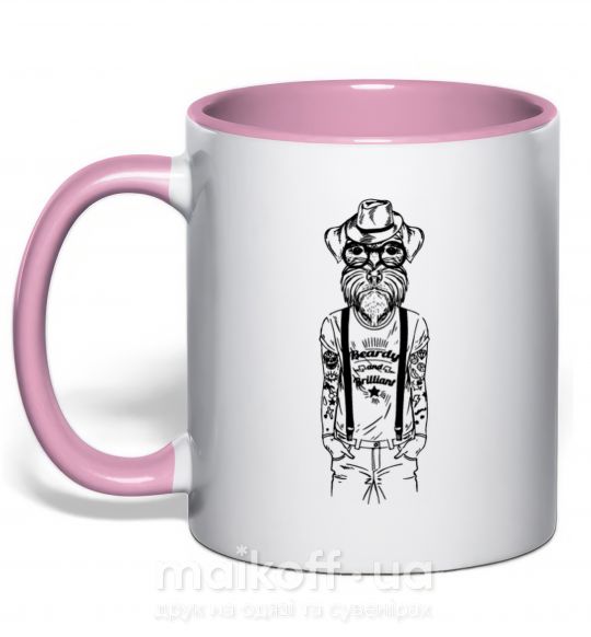 Чашка з кольоровою ручкою Beardy and brilliant Ніжно рожевий фото