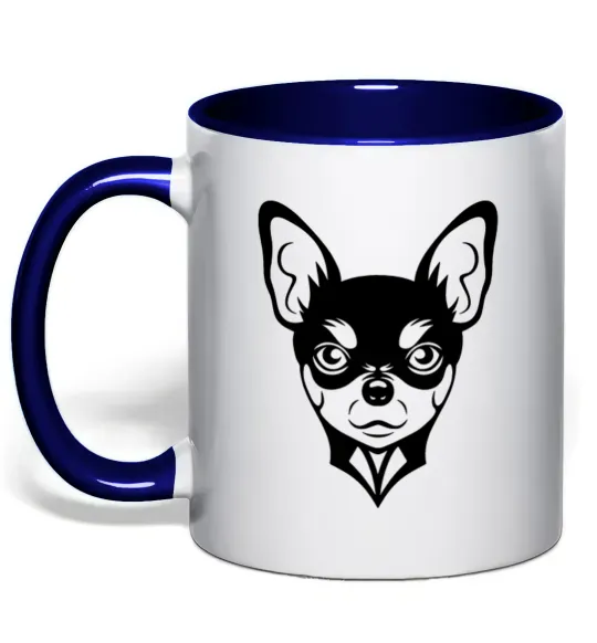 Чашка с цветной ручкой Чихуахуа Глубокий темно-синий фото