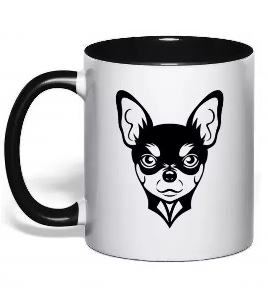 Чашка с цветной ручкой Чихуахуа Черный фото
