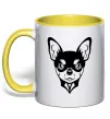 Чашка с цветной ручкой Чихуахуа Лимонный фото