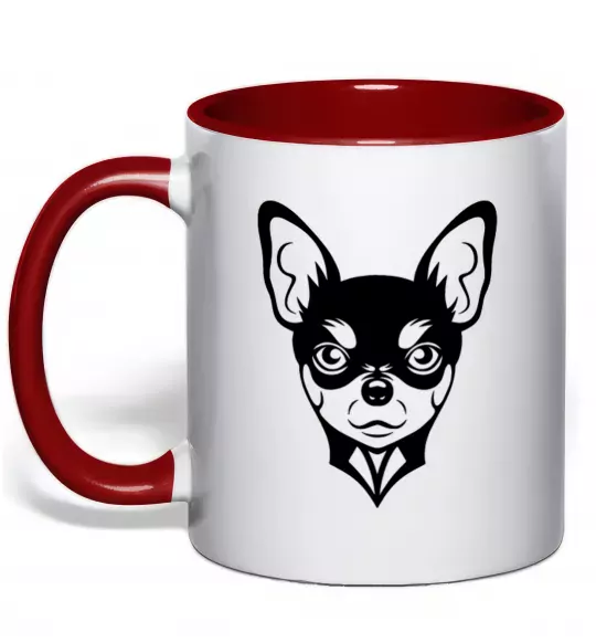 Чашка с цветной ручкой Чихуахуа Красный фото