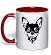 Чашка с цветной ручкой Чихуахуа Красный Чашка с цветной ручкой Чихуахуа Красный фото