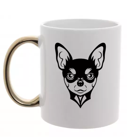 Чашка с цветной ручкой Чихуахуа Золото фото