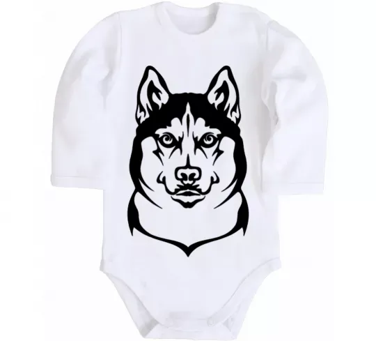 Дитячий бодік Хаски Білий фото