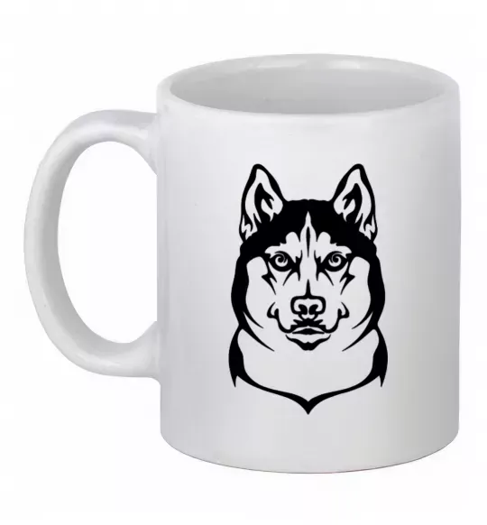 Чашка керамическая Хаски Белый фото