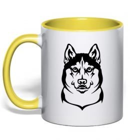 Чашка с цветной ручкой Хаски Чашка с цветной ручкой Хаски