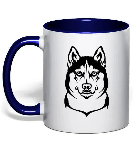 Чашка з кольоровою ручкою Хаски Глибокий темно-синій фото