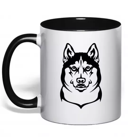 Чашка з кольоровою ручкою Хаски Чорний фото