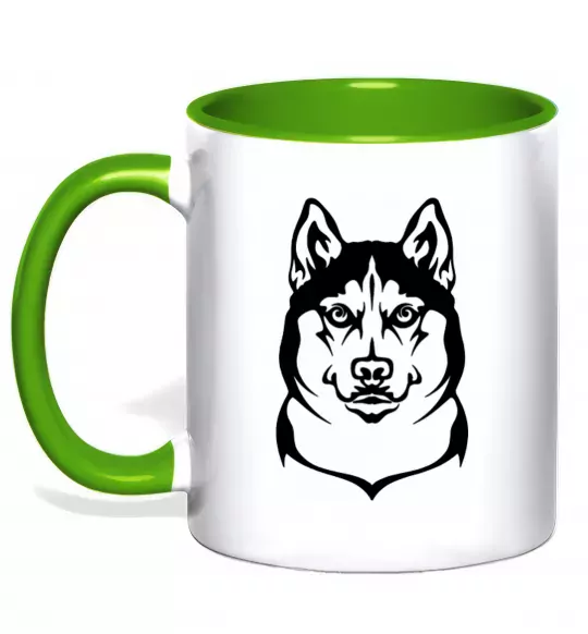 Чашка з кольоровою ручкою Хаски Зелений фото