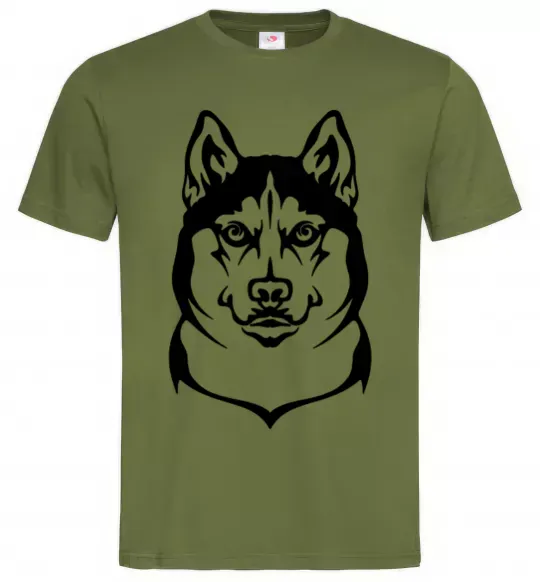 Мужская футболка Хаски Оливковый фото