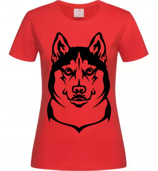 Жіноча футболка Хаски Червоний фото