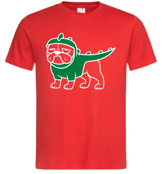 Мужская футболка Pug Dino Красный фото